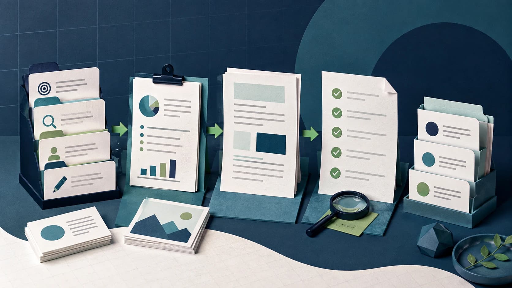 Editorial workflow moving SEO content prompts from brief to review-ready draft