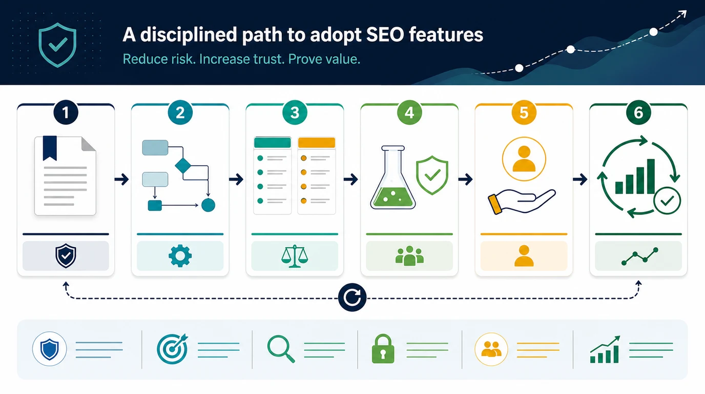 Feature adoption workflow from official source verification to measured rollout
