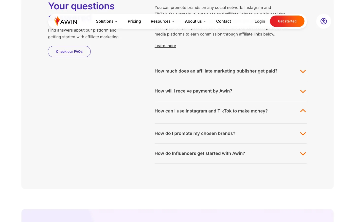 Official Awin publisher page screenshot used as public product evidence