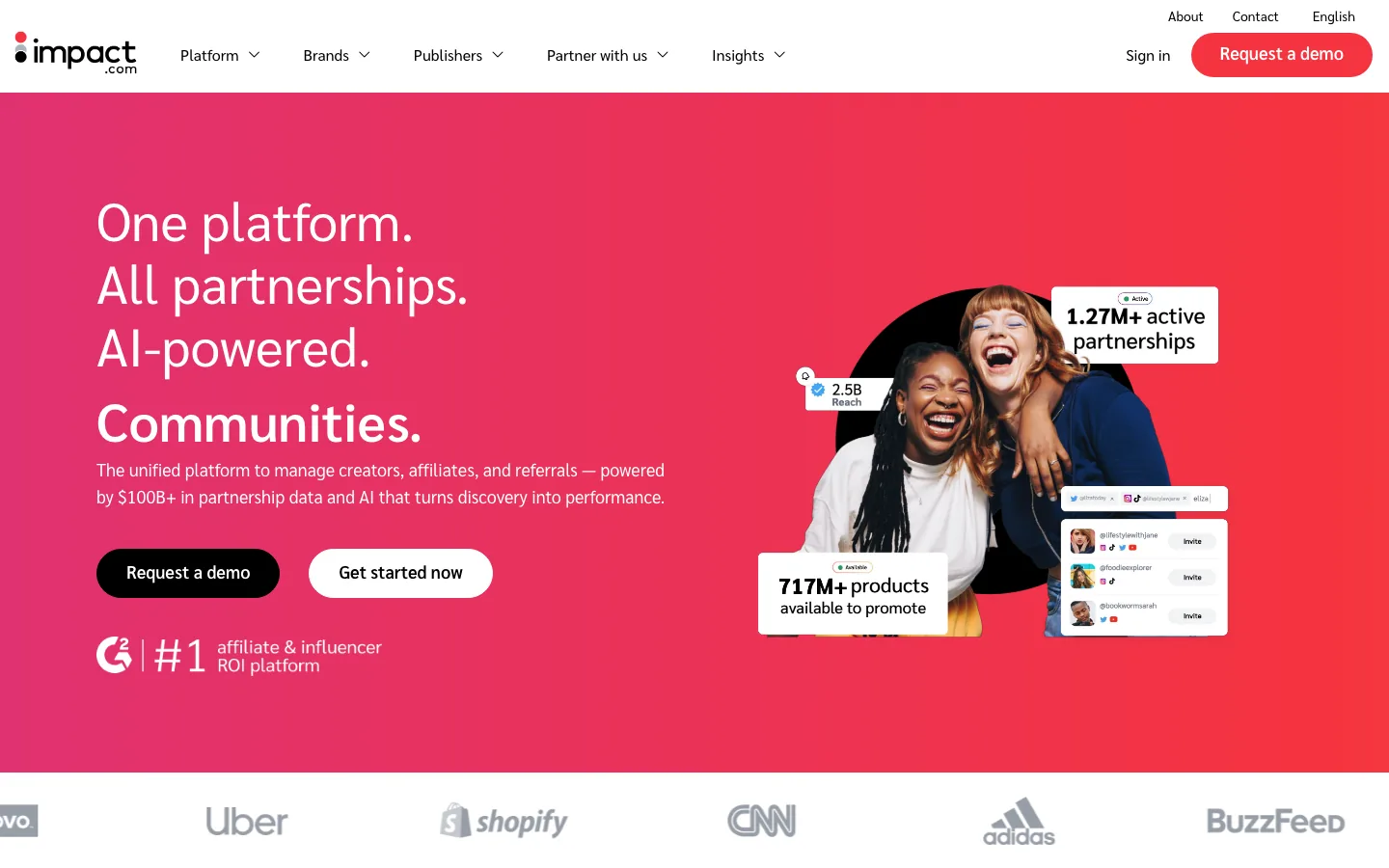 Official impact.com page screenshot used as public product evidence