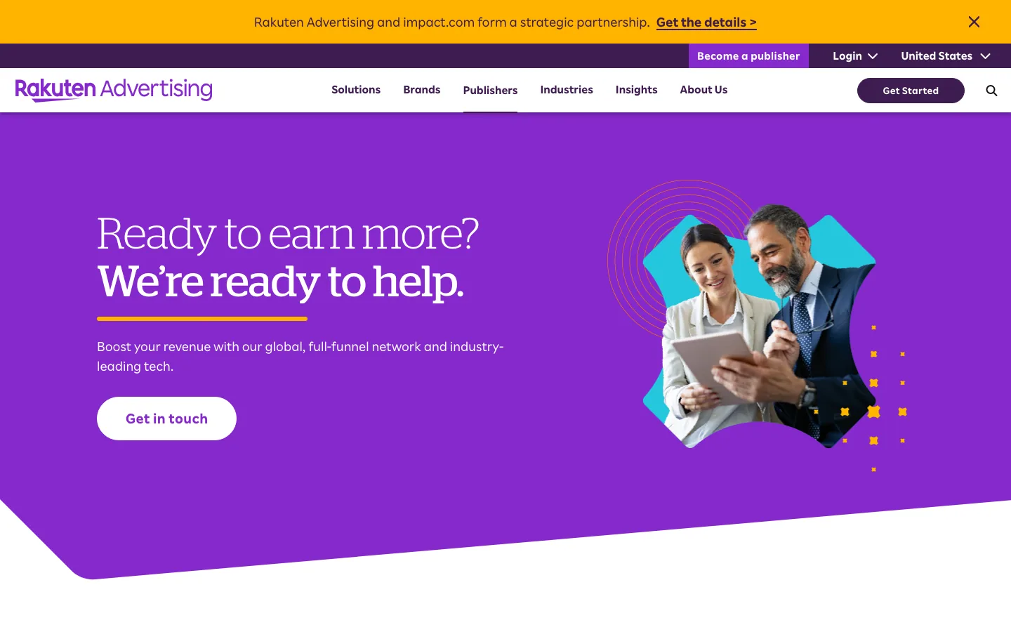 Official Rakuten Advertising publisher page screenshot used as public product evidence