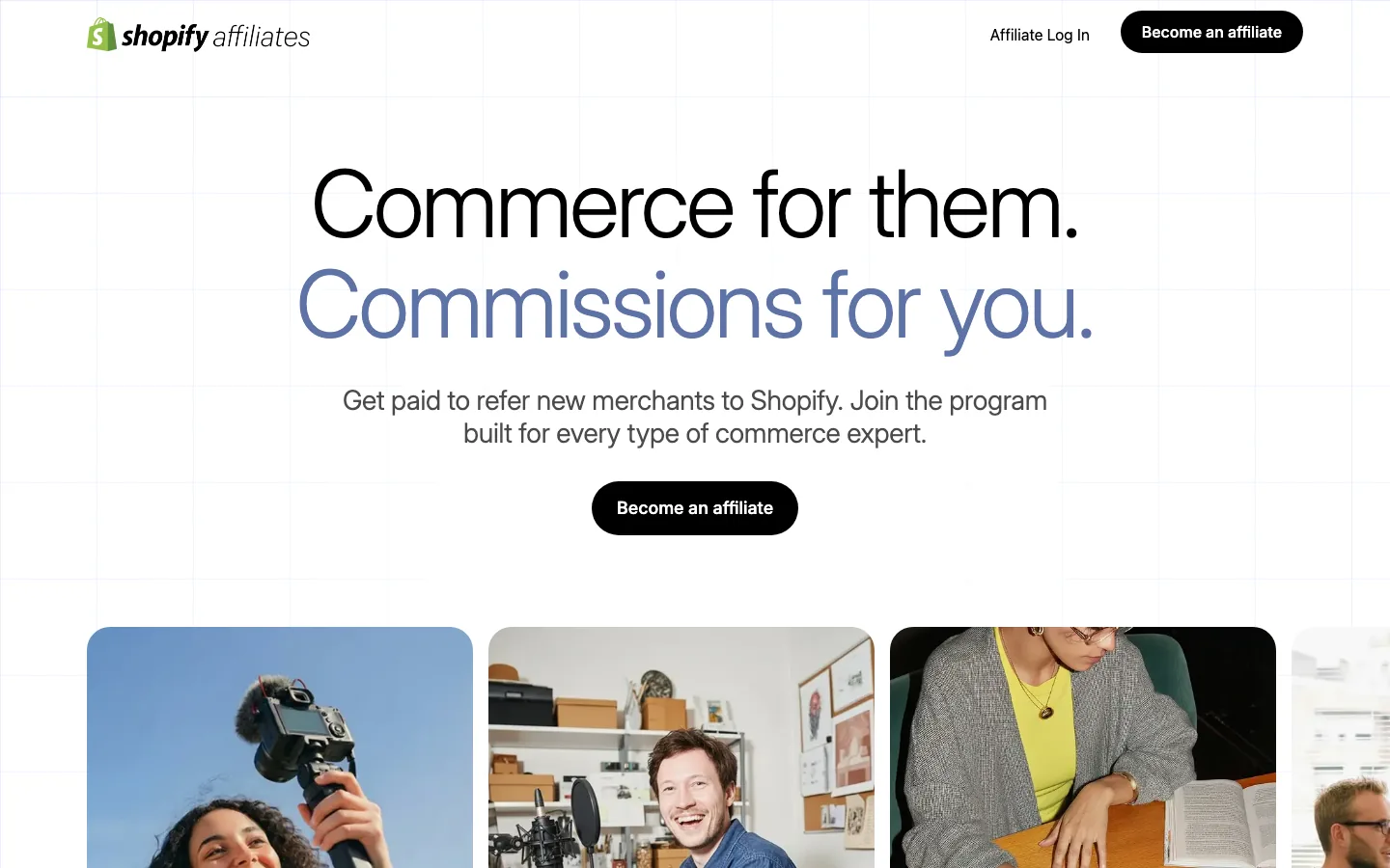 Official Shopify affiliate page screenshot used as public product evidence