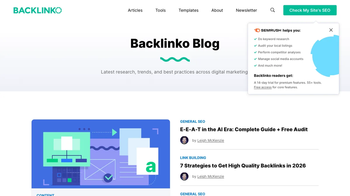 Backlinko Blog public page screenshot