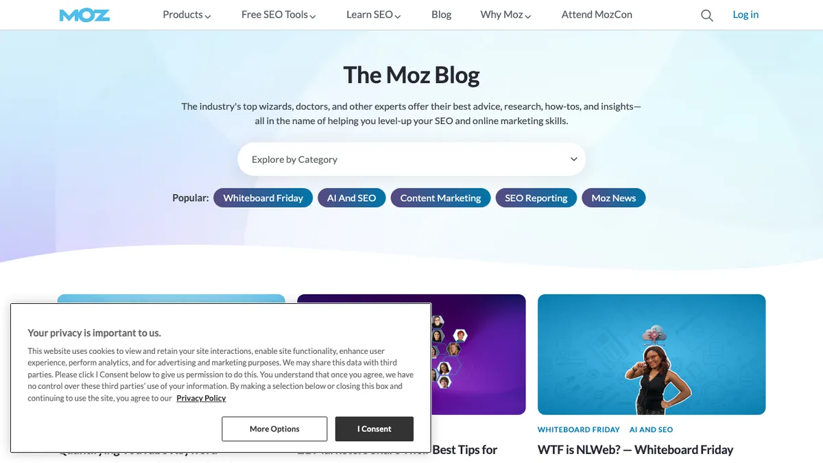 Moz Blog public page screenshot