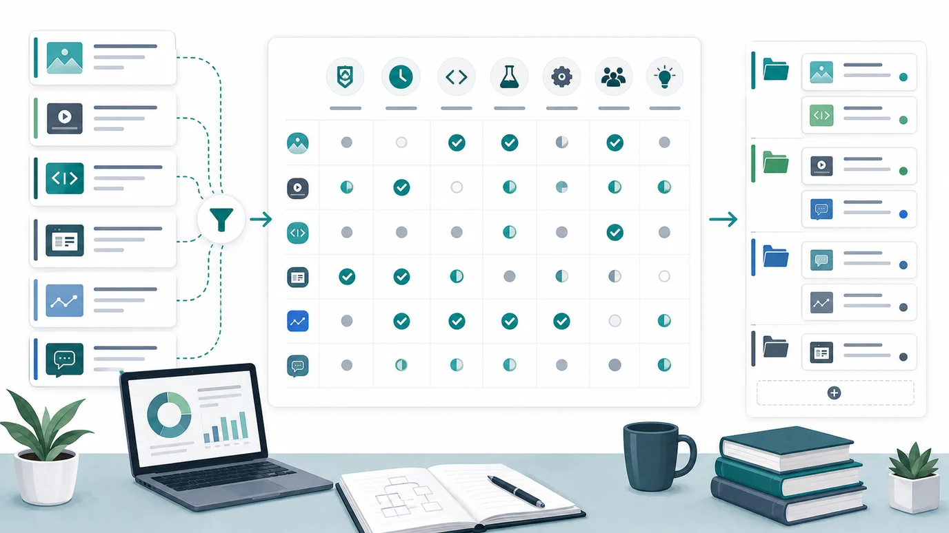 Source quality matrix for evaluating SEO blogs without using rankings