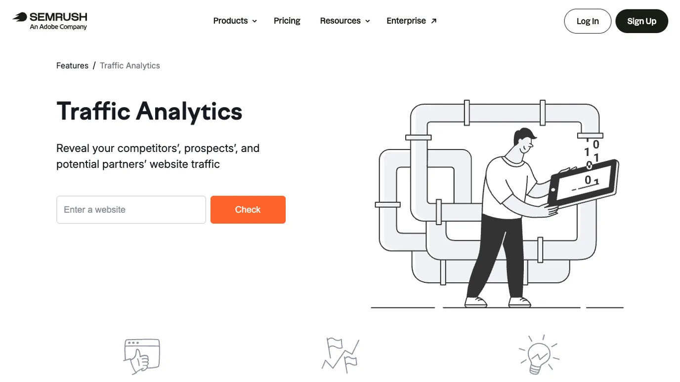 Semrush Traffic Analytics official page for competitor traffic research