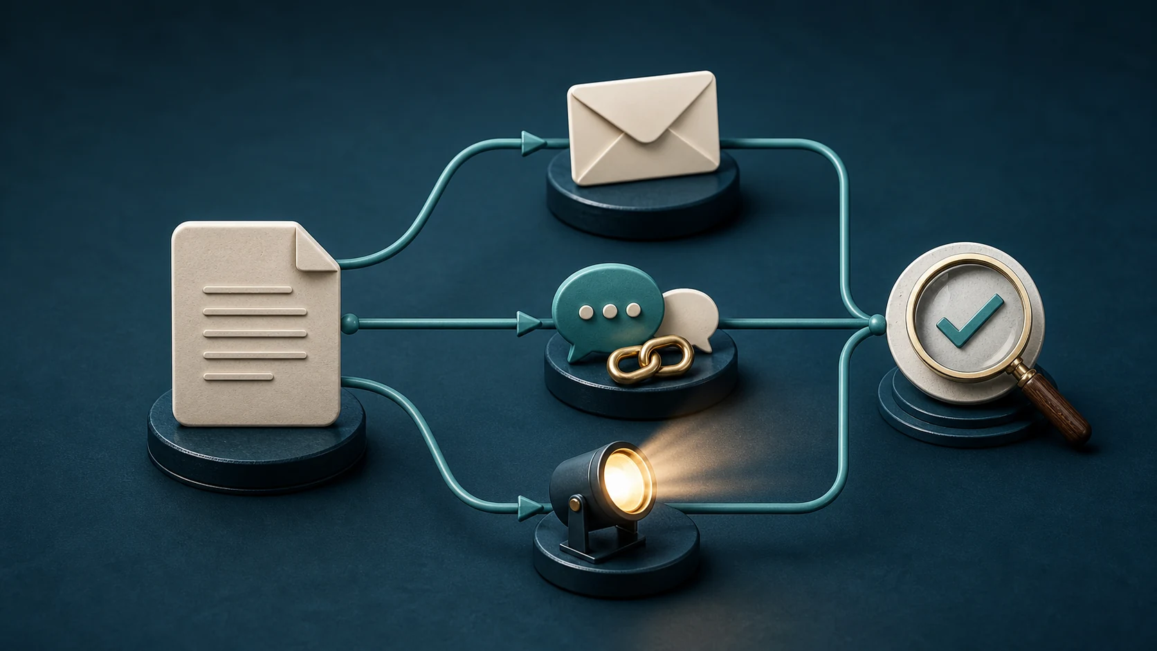 A content asset matched to owned, earned, and paid distribution paths before an evidence check