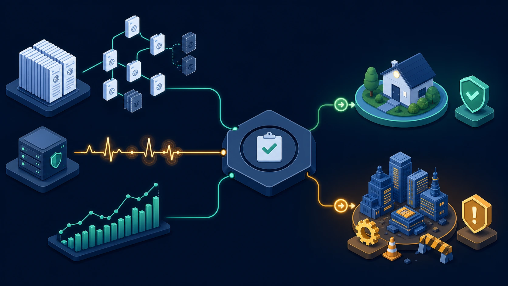 Crawl budget triage connecting URL inventory, server health, and crawl history to either monitoring or prioritized remediation