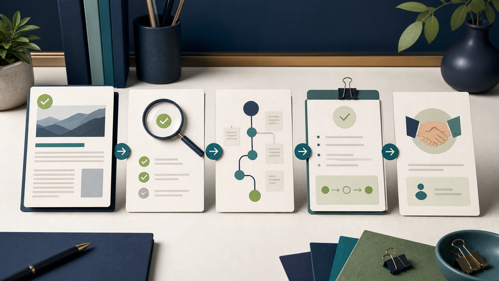 Selected content page moving through technical validation, internal connection, action brief, and respectful outreach handoff