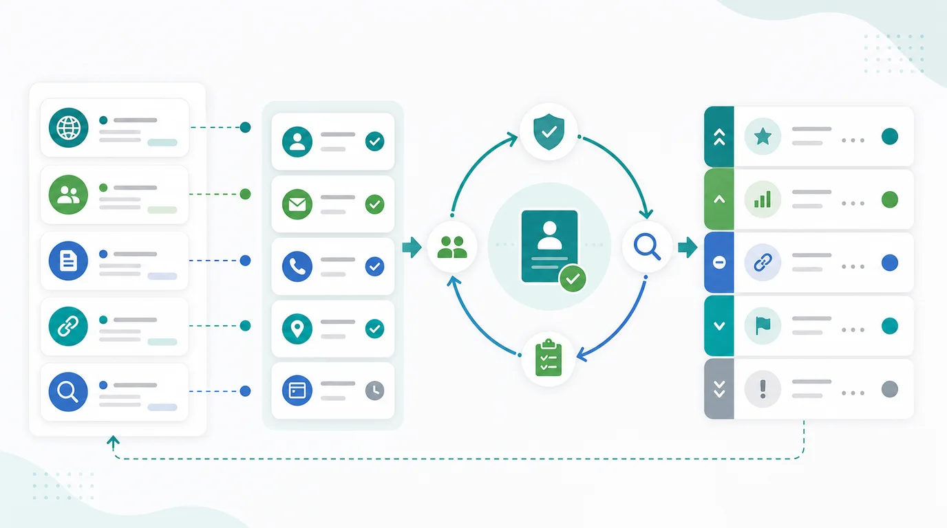 Verified contact evidence moving into an SEO action queue