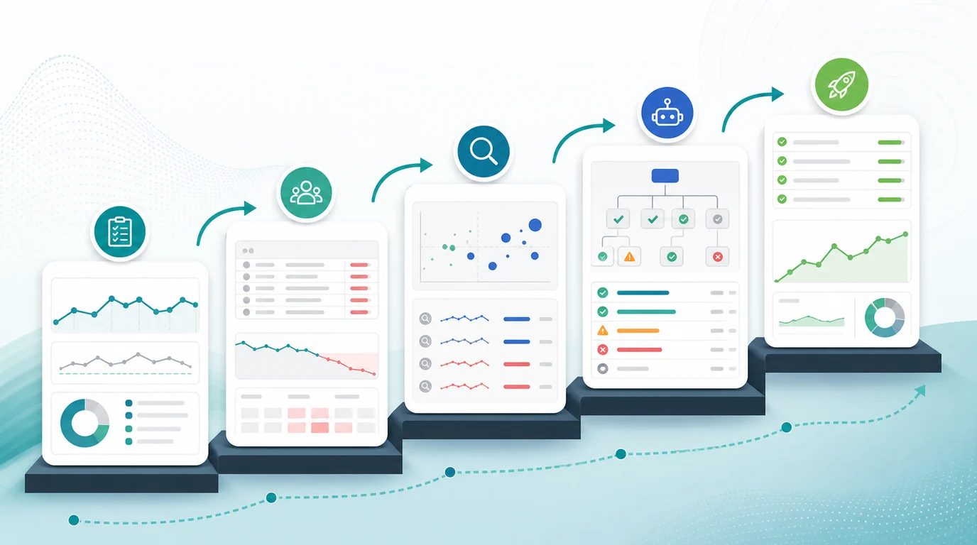 Organic traffic recovery evidence ladder from baseline checks to page cohorts, query movement, crawl checks, and fix validation