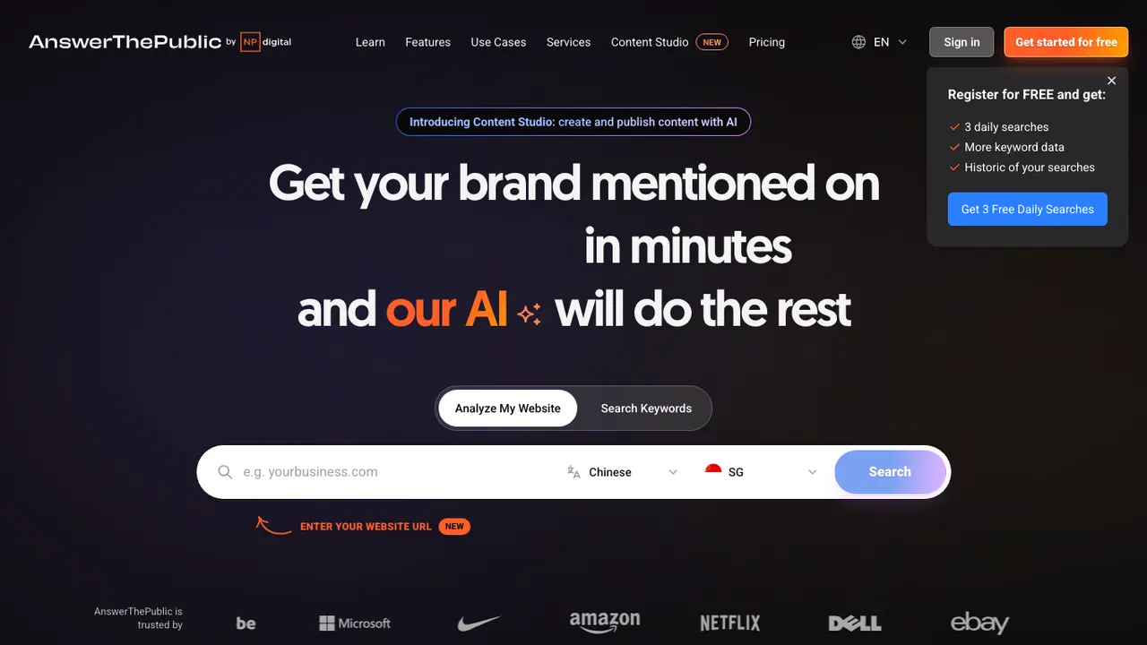 AnswerThePublic public page screenshot