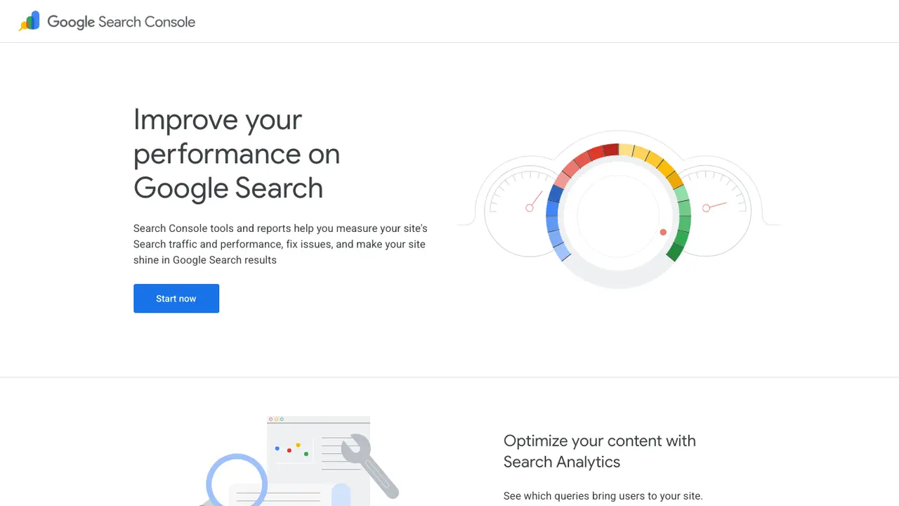 Google Search Console public page screenshot