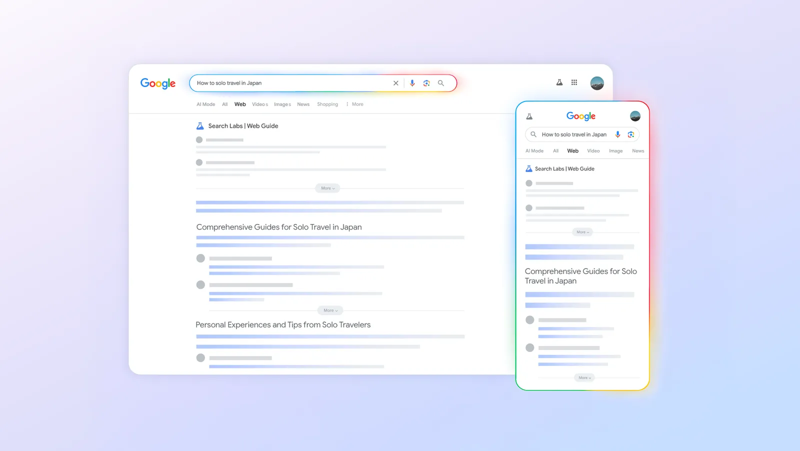 Official Google preview of the experimental Web Guide search experience