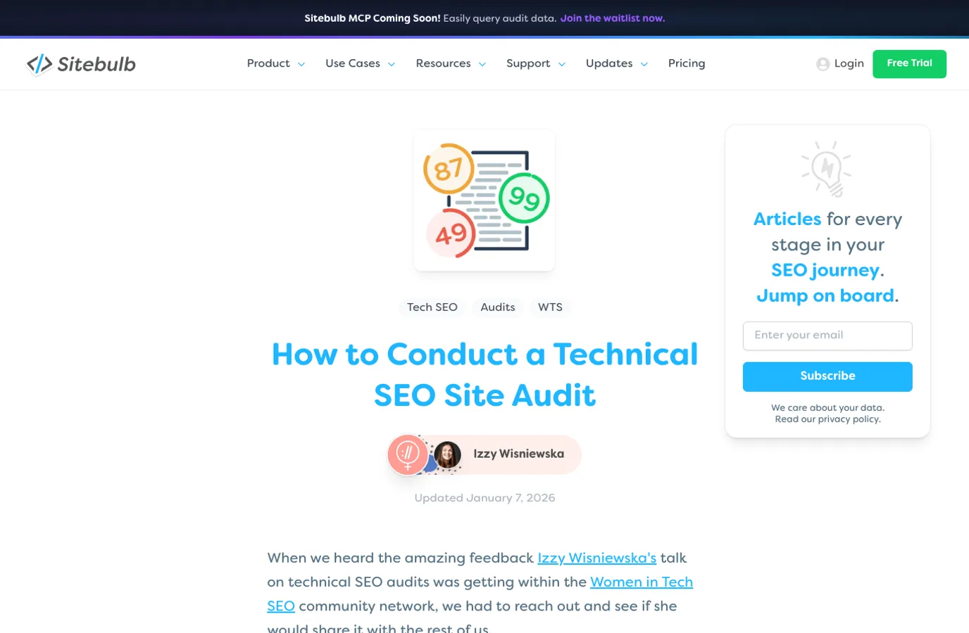 Official Sitebulb technical SEO audit guide used as public evidence for the audit workflow