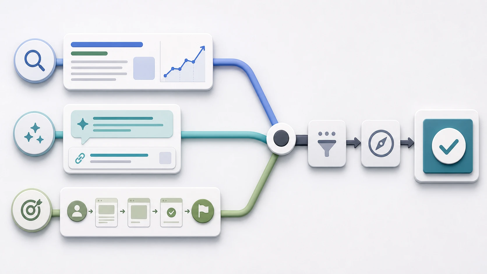 Visibility measurement map separating search performance AI answers and outcomes