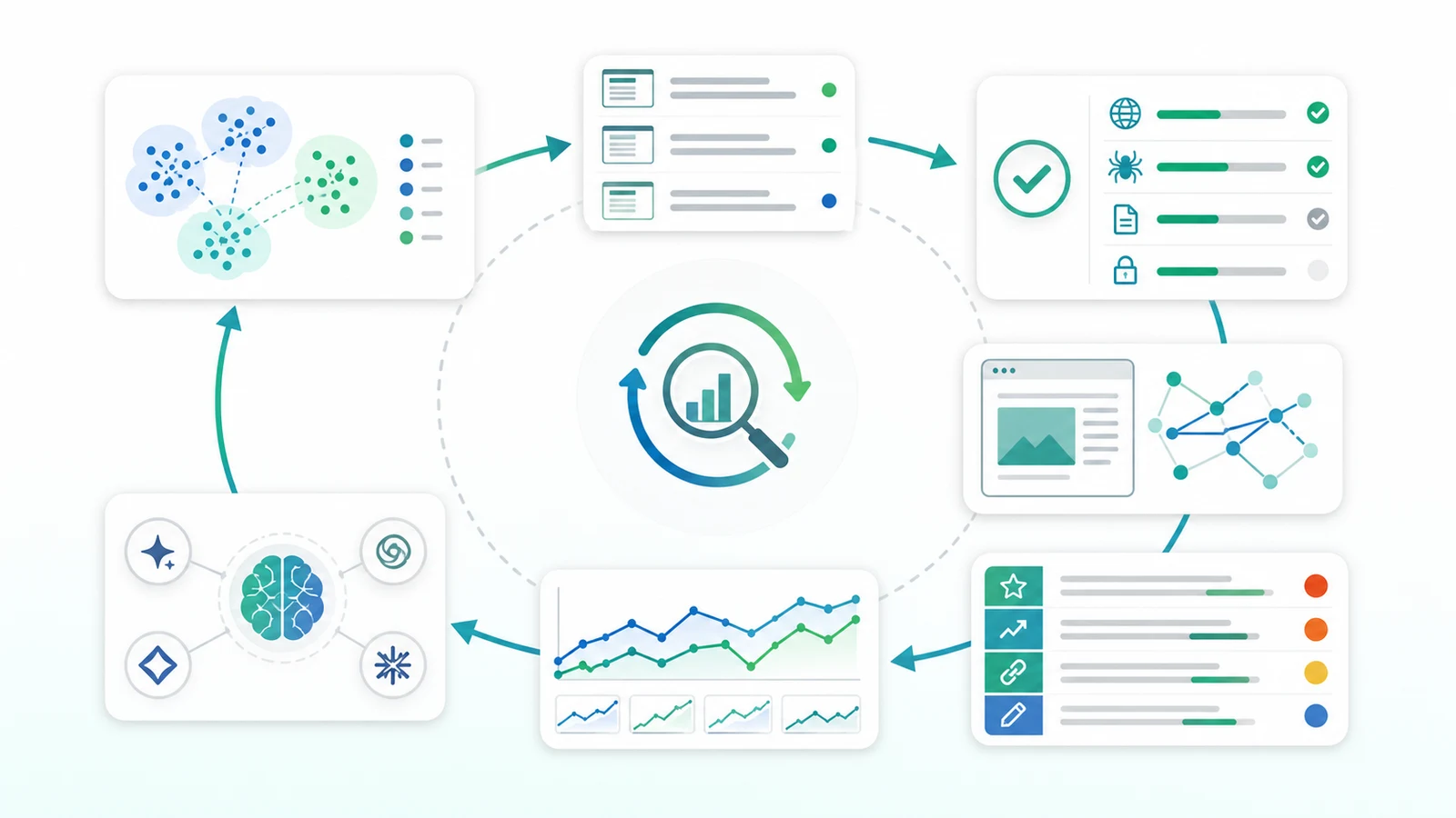 Validation loop for keyword diversification decisions after crawl, query, and visibility checks