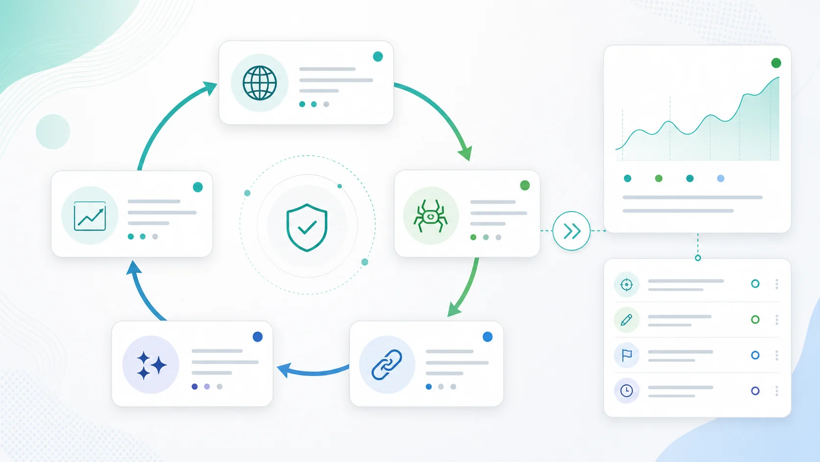 Keyword mapping validation loop from owner URL checks to performance review and next action queue