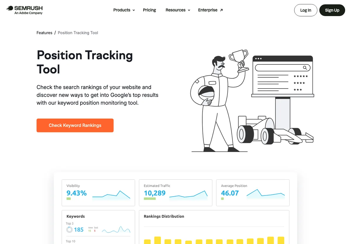 Semrush Position Tracking official product page screenshot