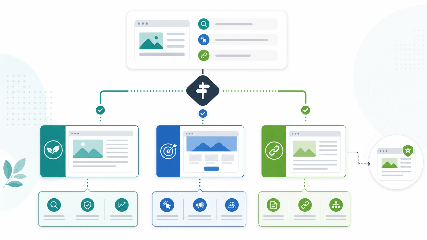 Decision map for choosing whether a landing page should be indexable, campaign-only, or a supporting internal-link page