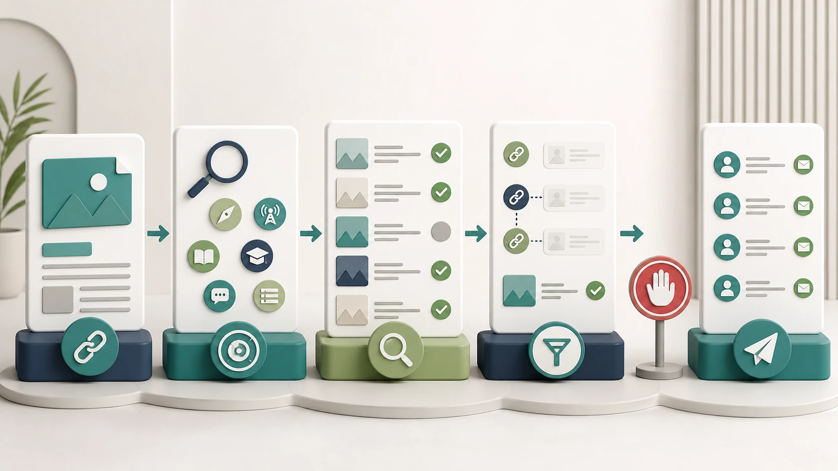 Link prospecting flow from source discovery to verified outreach queue