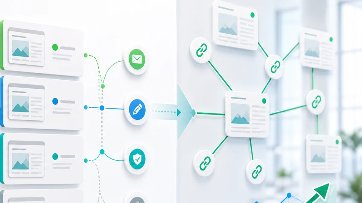 Recovered link actions flowing into measurement and next-step SEO decisions