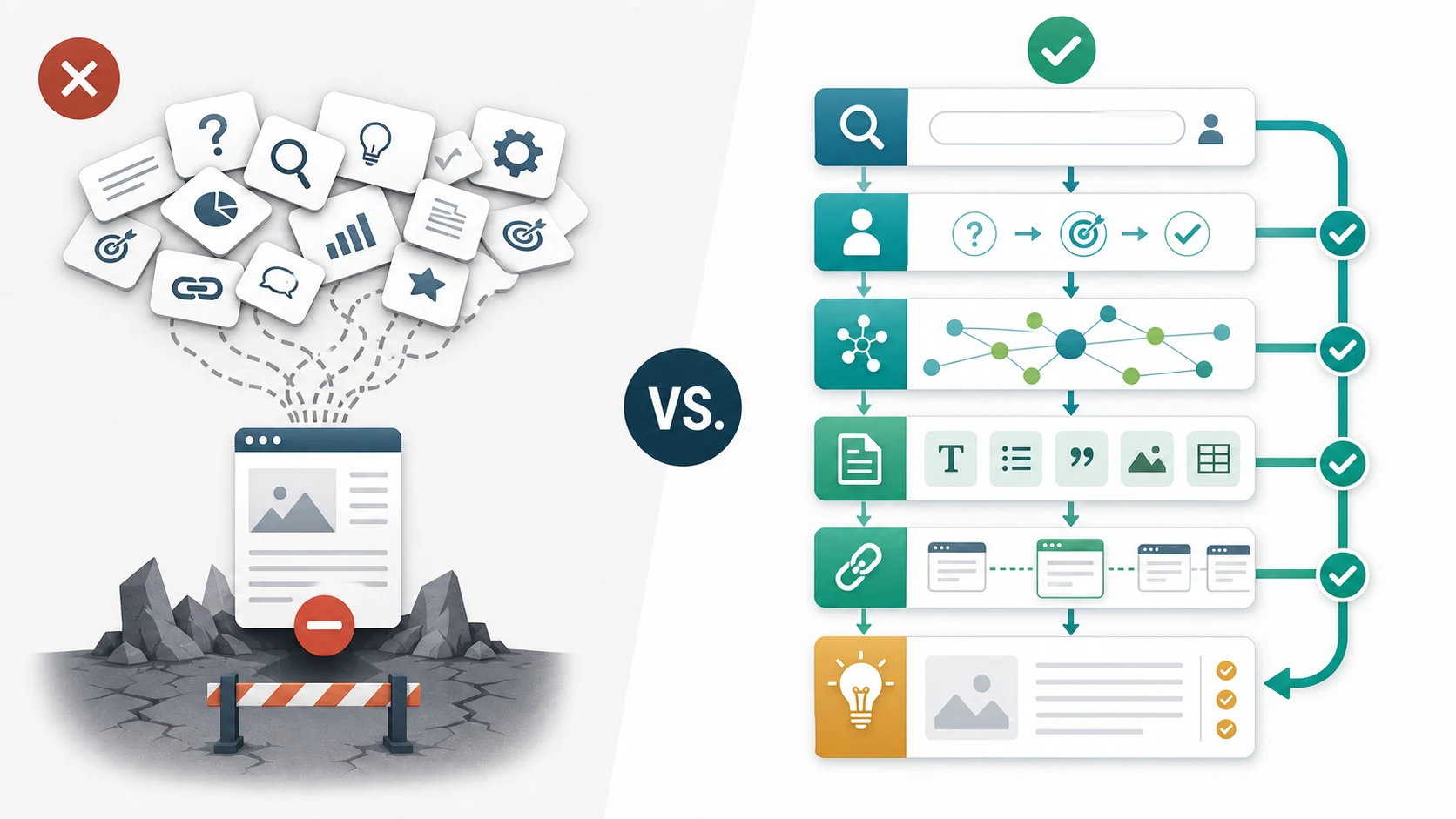 LSI keyword list compared with an evidence-based content workflow