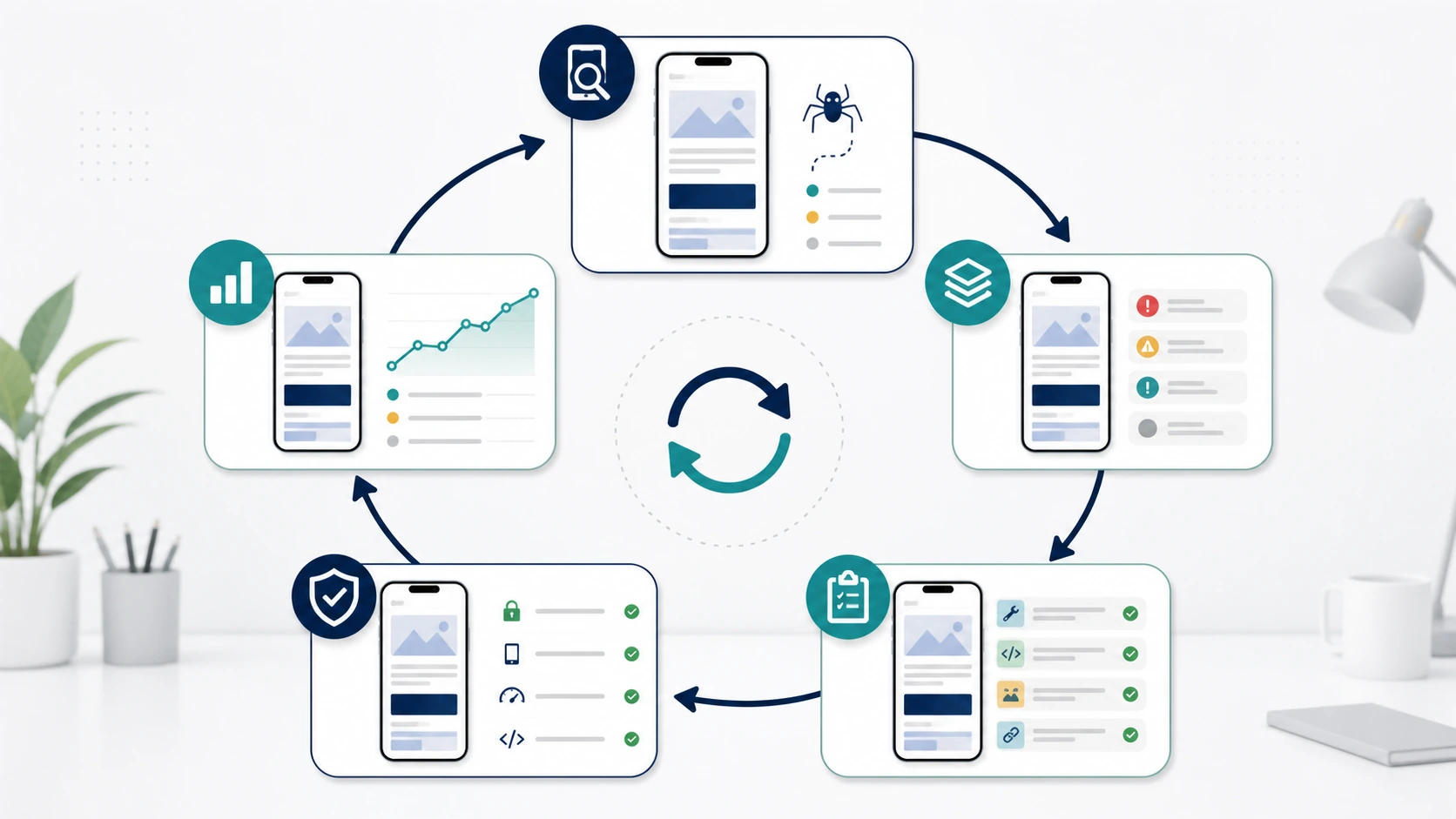 Mobile SEO release loop from crawl baseline through fixes, recrawl, and monitoring