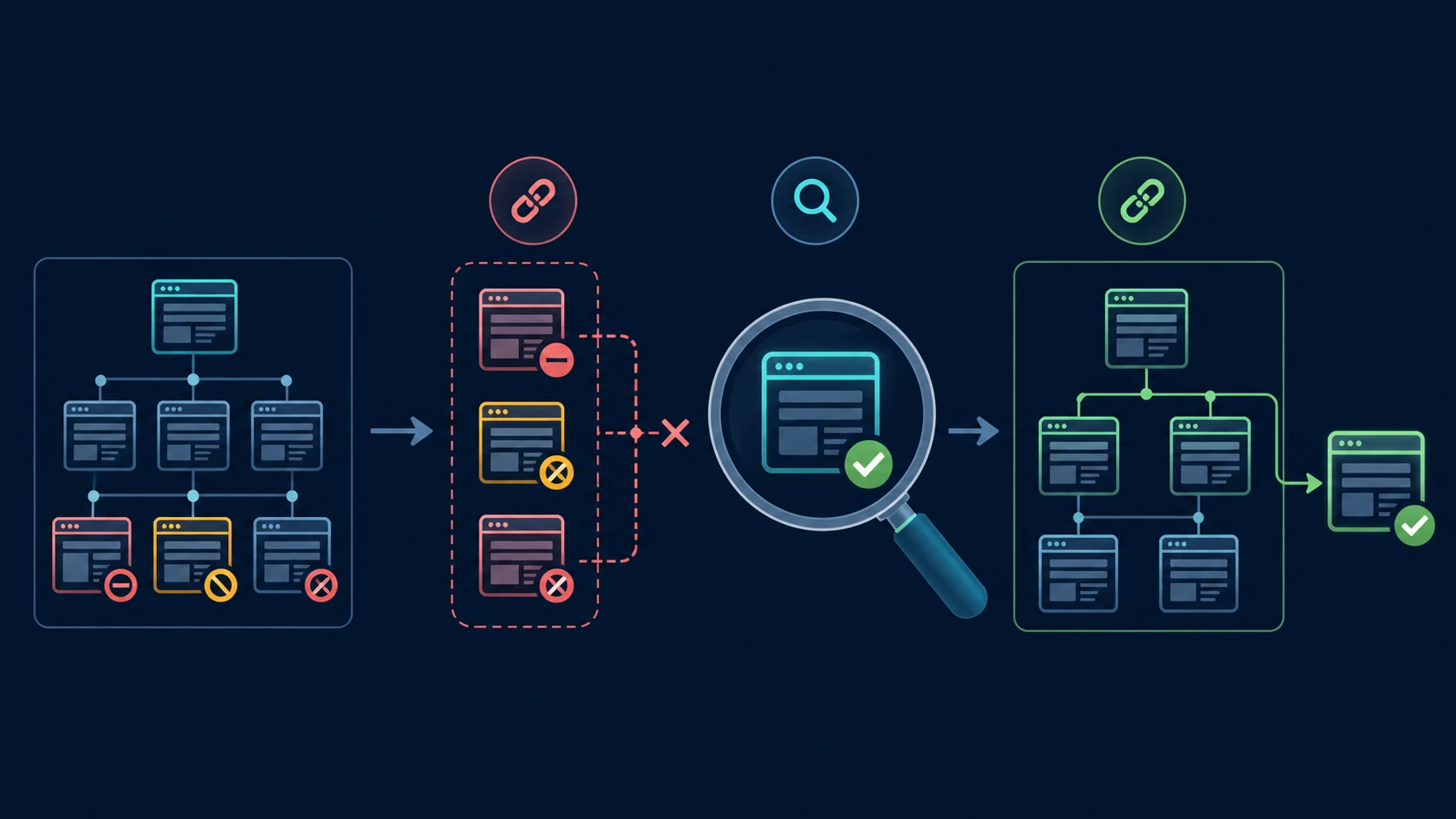 Diagnostic path from a cluster of blocked or canonicalized sources to an important page with a restored indexable route