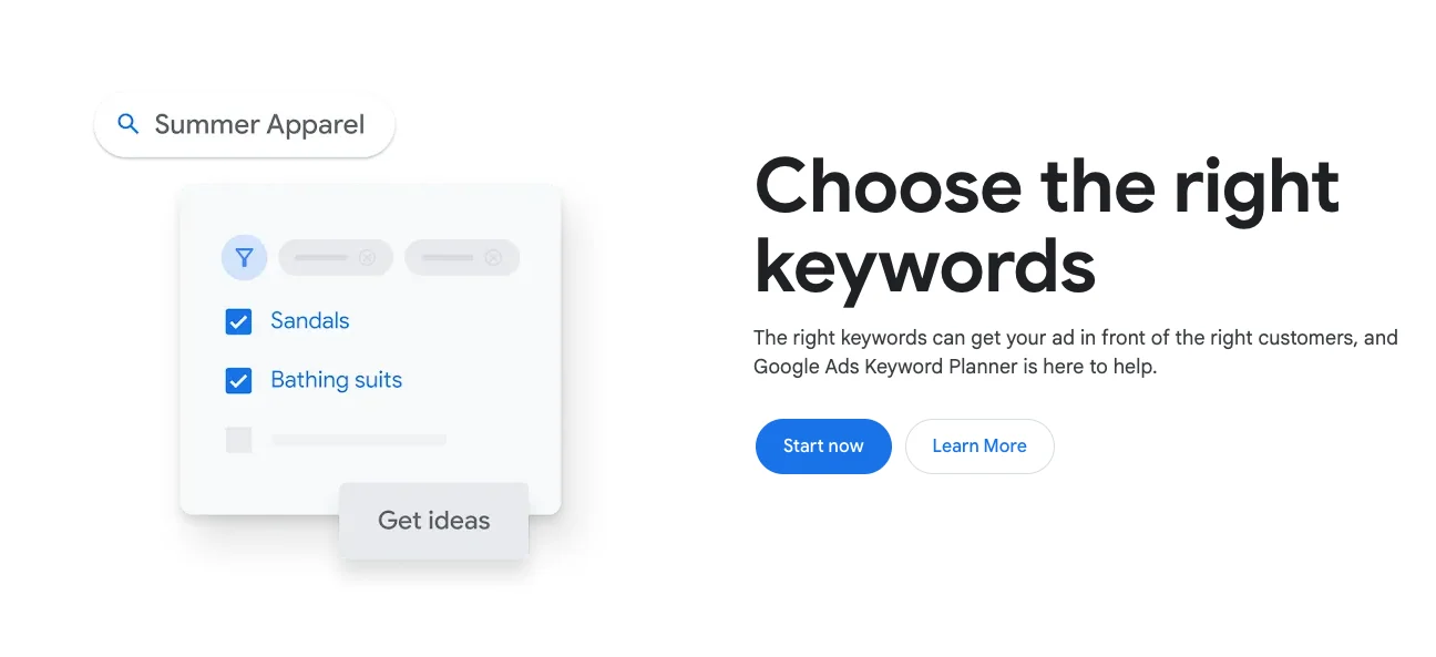 Official Google Ads Keyword Planner page showing keyword discovery for campaigns