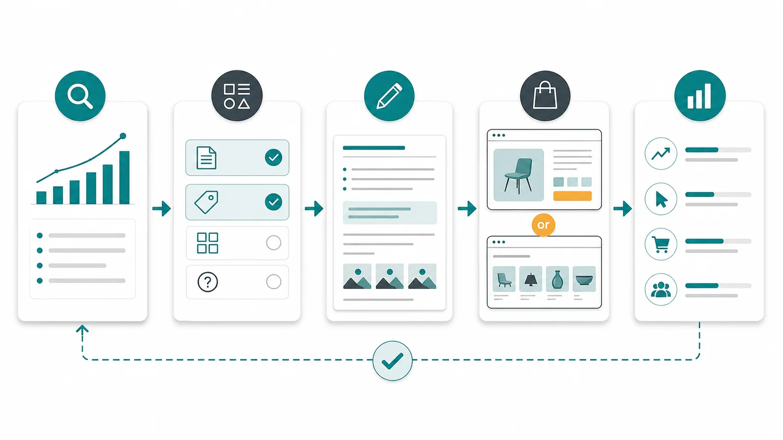 Product promotion decision map from search demand to page type choice, content brief, product route, and validation