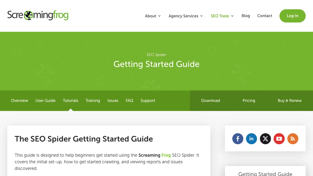 Official Screaming Frog Getting Started Guide used as public product documentation evidence