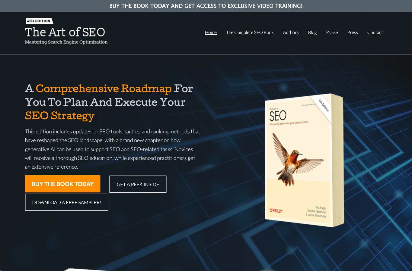 Official The Art of SEO book website screenshot used as public source evidence