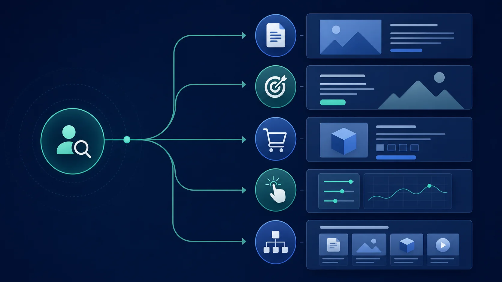 Page-type routing map for articles, landing pages, product pages, tools, and parent hubs