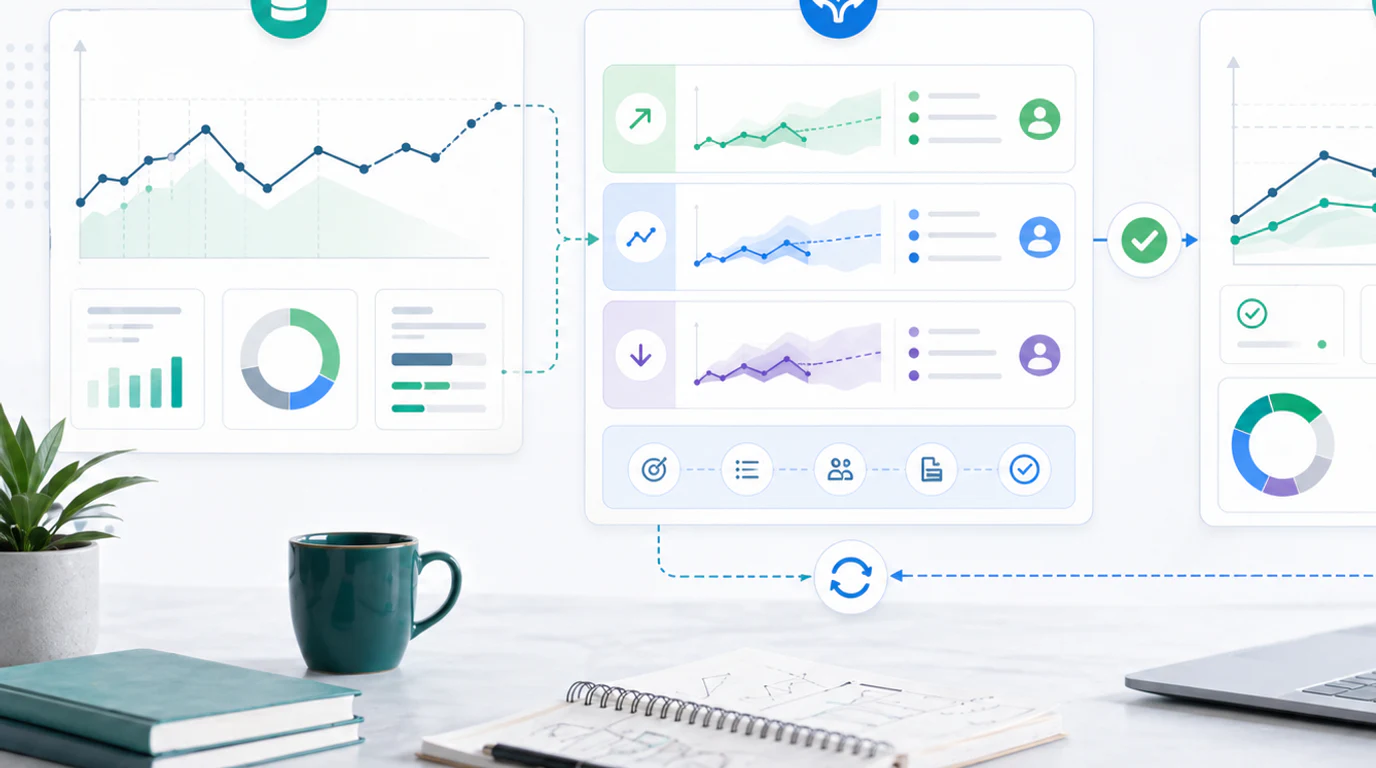 SEO forecasting model map from baseline cohorts to assumptions, scenarios, and owner-ready work