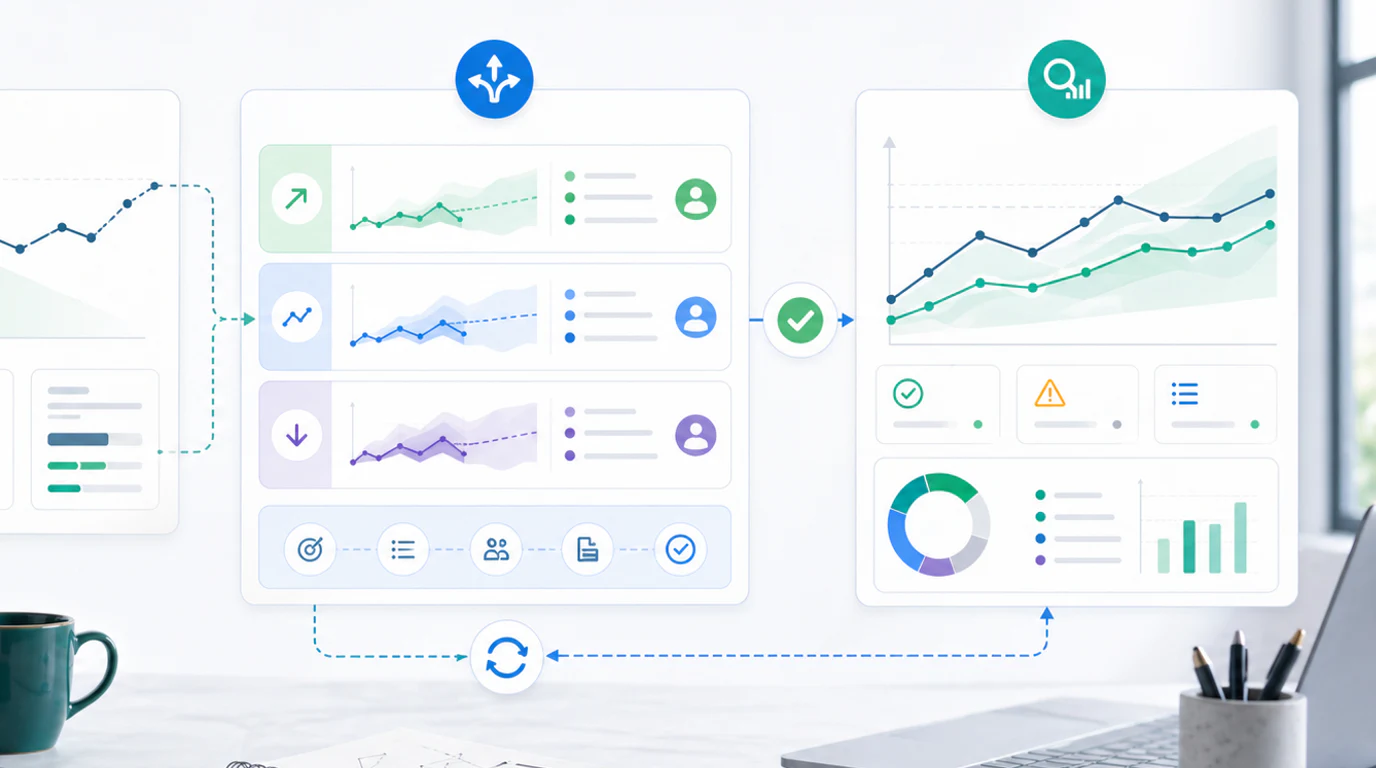 SEO forecasting validation loop from forecast approval to dashboard monitoring and forecast refresh