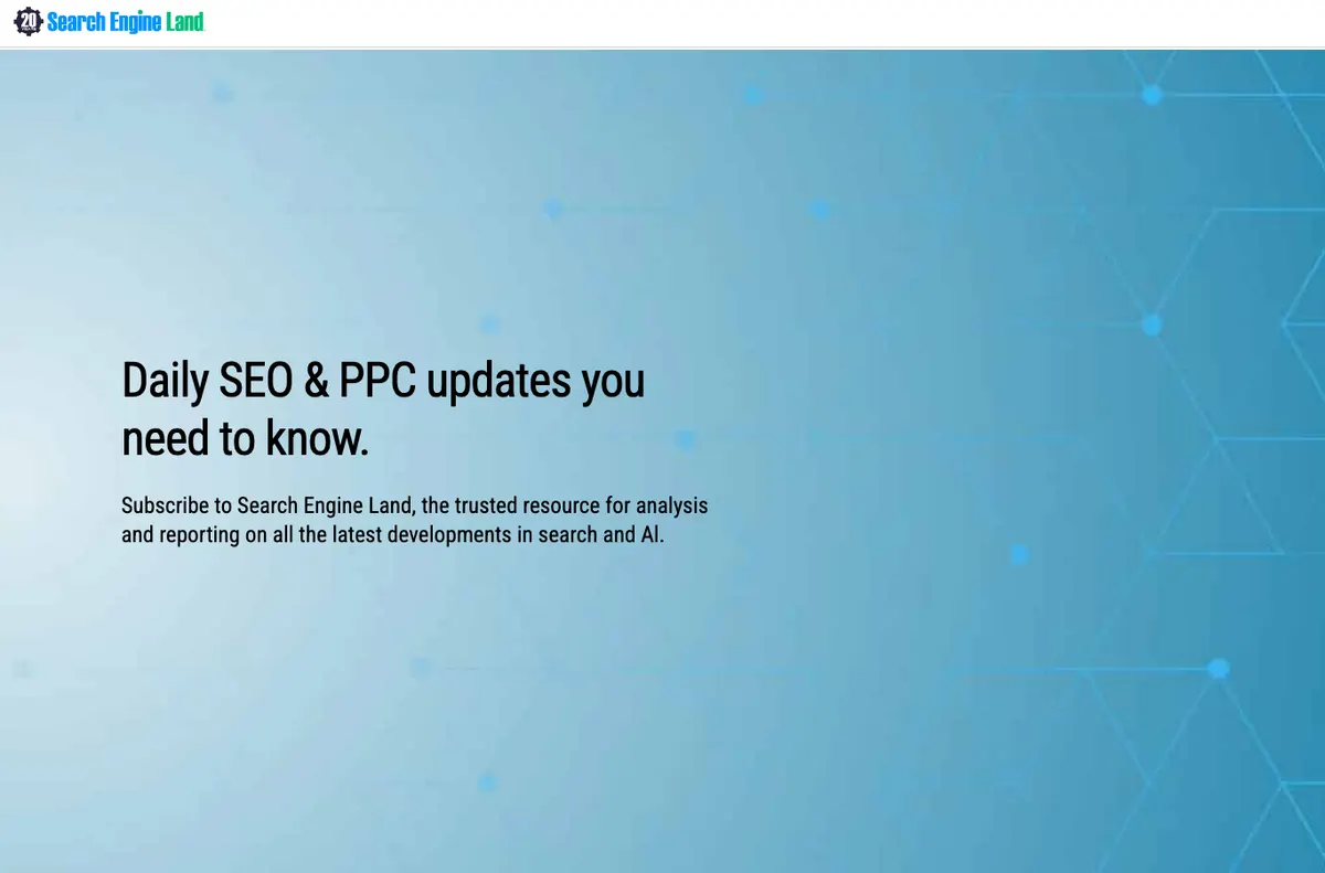 Search Engine Land public newsletter page showing daily SEO and PPC updates
