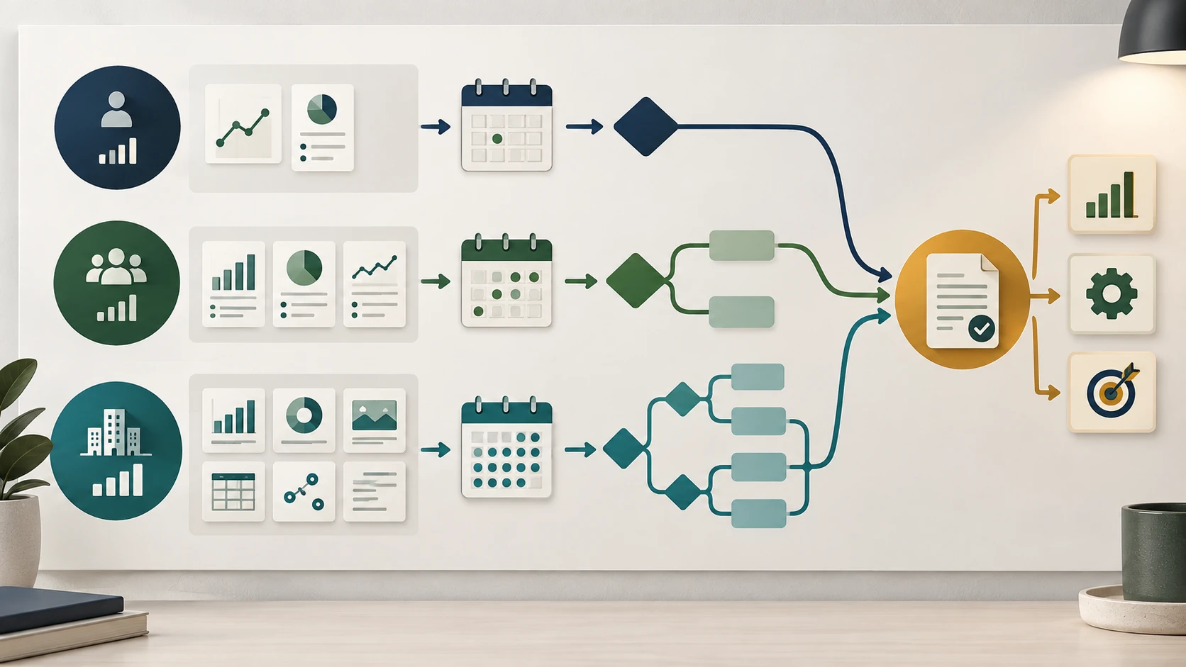 Agency SEO reporting contract shown across three account tiers with different evidence depth and decision paths