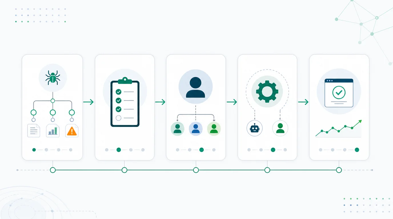 SEO SOP workflow map from evidence intake to checklist, owner handoff, automation boundary, and validation