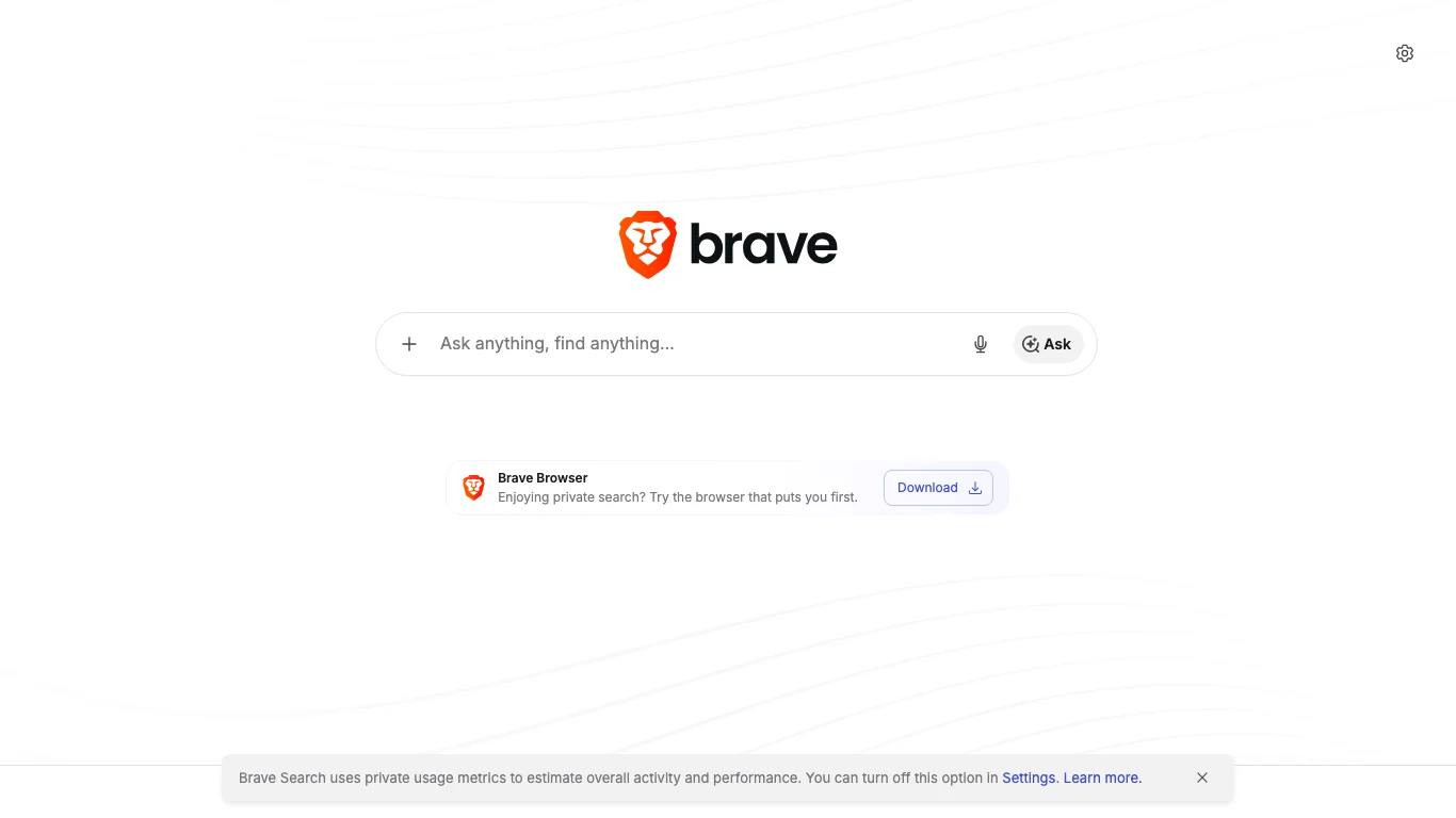 Official Brave Search public page screenshot