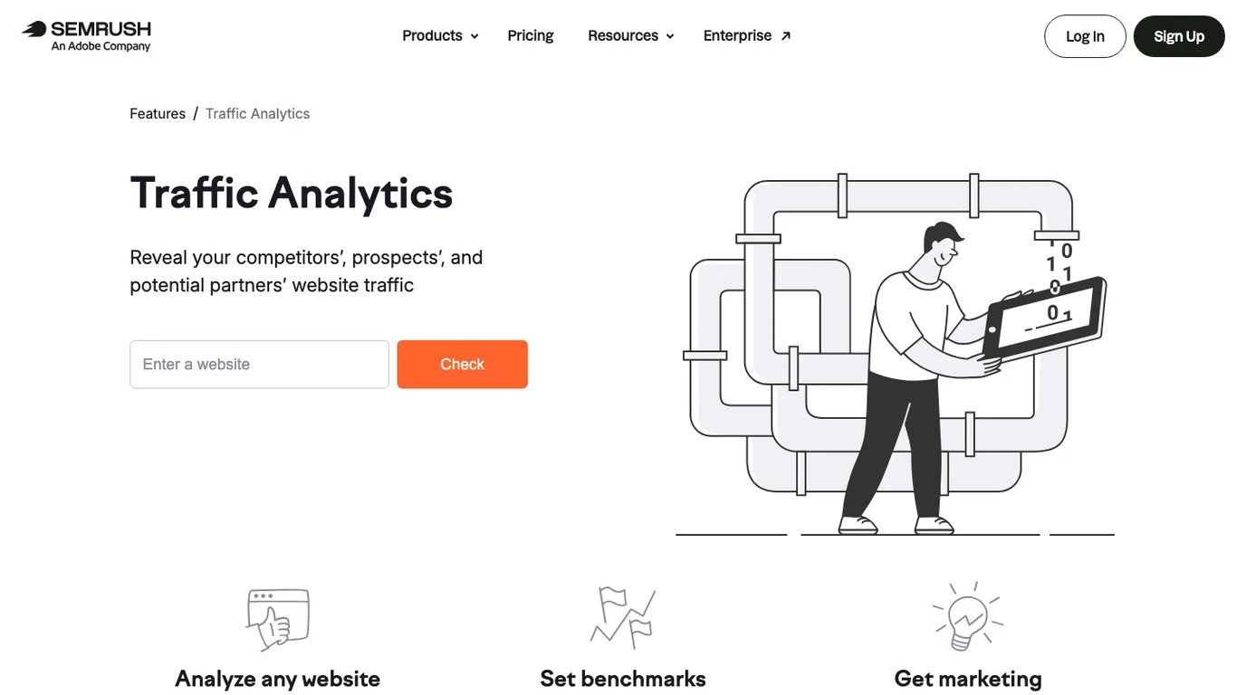 Semrush Traffic Analytics official product page screenshot